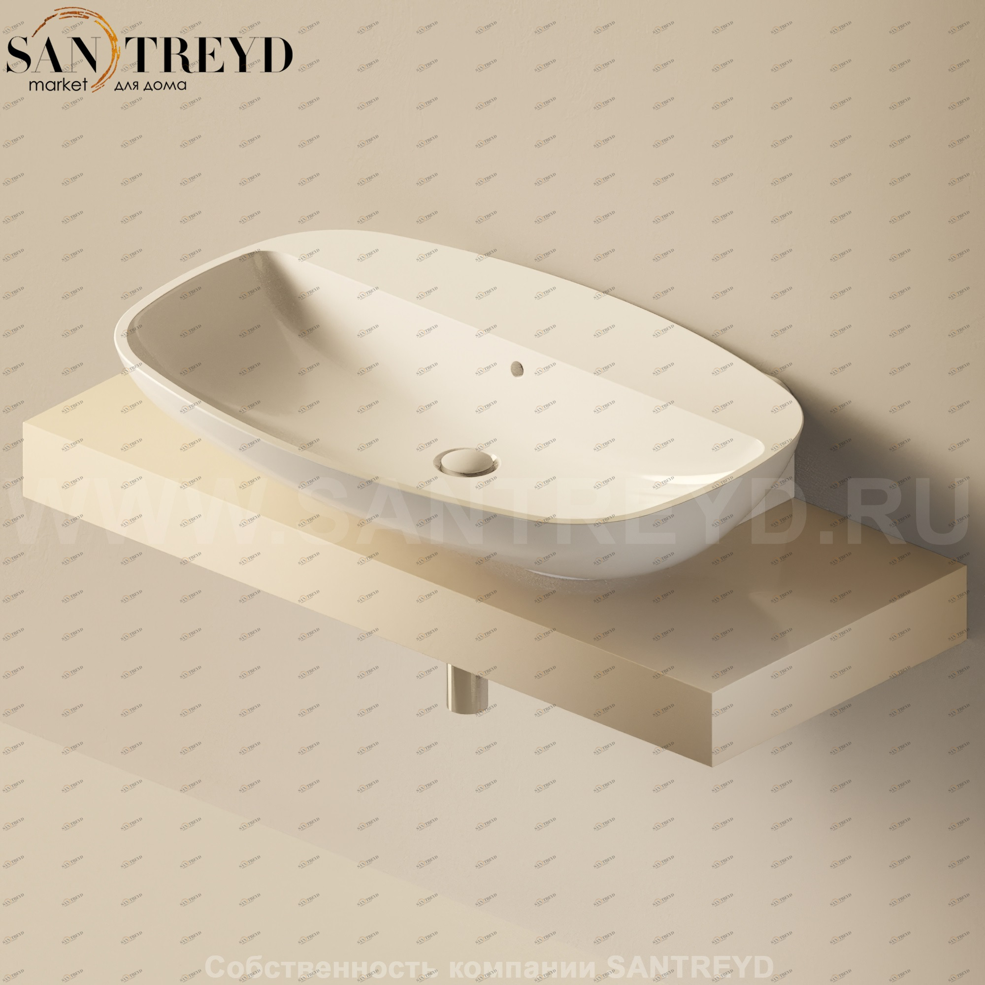 Flaminia FORTY6 Столешница от 110 до 250 см бежевая F68081.1015 Ceramica Flaminia F680811015