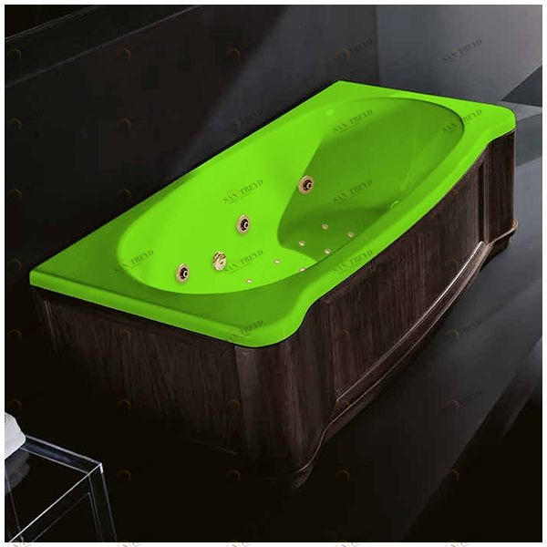 Ванна Gruppo treesse New Classic Young ATC-V674Q-DX-WV-SZ салатовая с золотой фурнитурой гидромассажем аэромассажем и дезинфекцией прямоугольная правая дерево венге ATCV674QDXWVSZ