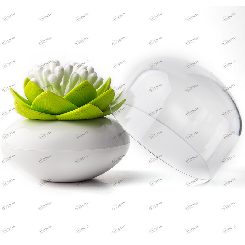 Контейнер для хранения ватных палочек lotus белый-зеленый QUALY  253527 Зеленый 