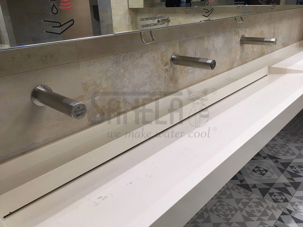 03435 Автоматический настенный нержавеющий смеситель для подачи холодной и теплой воды, 6 В SANELA  - Вид №3