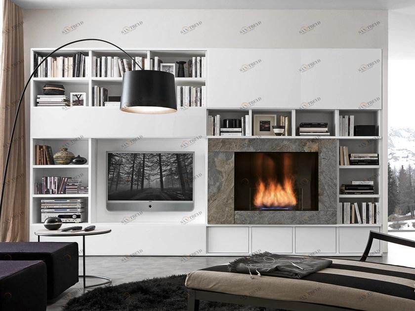 Presotto Модульная лакированная стенка для хранения с подставкой под телевизор Pari&dispari fuoco sun-id-1495569