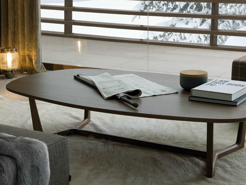 Poliform Низкий овальный деревянный журнальный столик для гостиной sun-id-1351361 - Вид №1