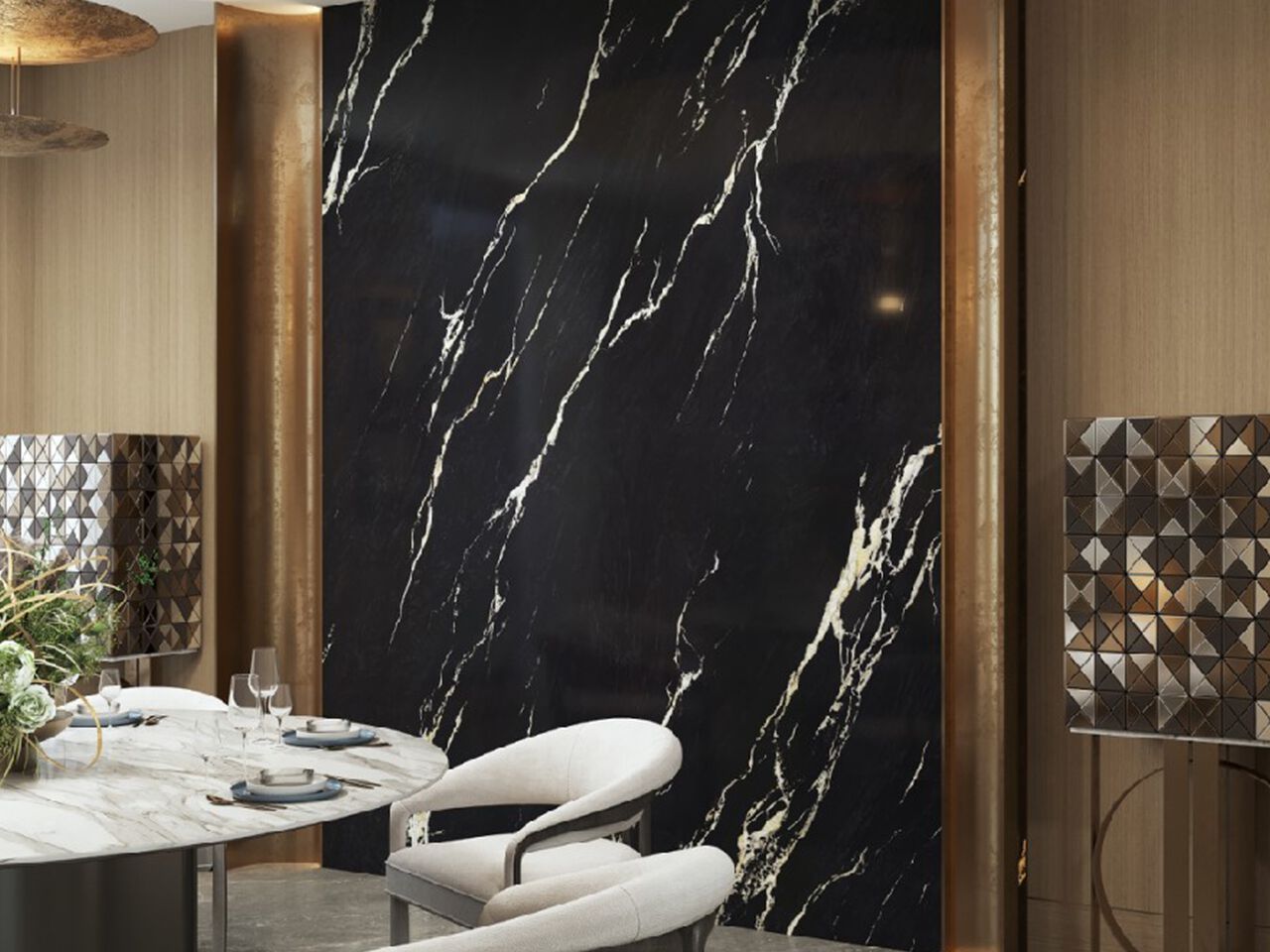 Мраморный пол GANI MARBLE TILES NERO PICASSO ARCH-00032607 - Вид №2