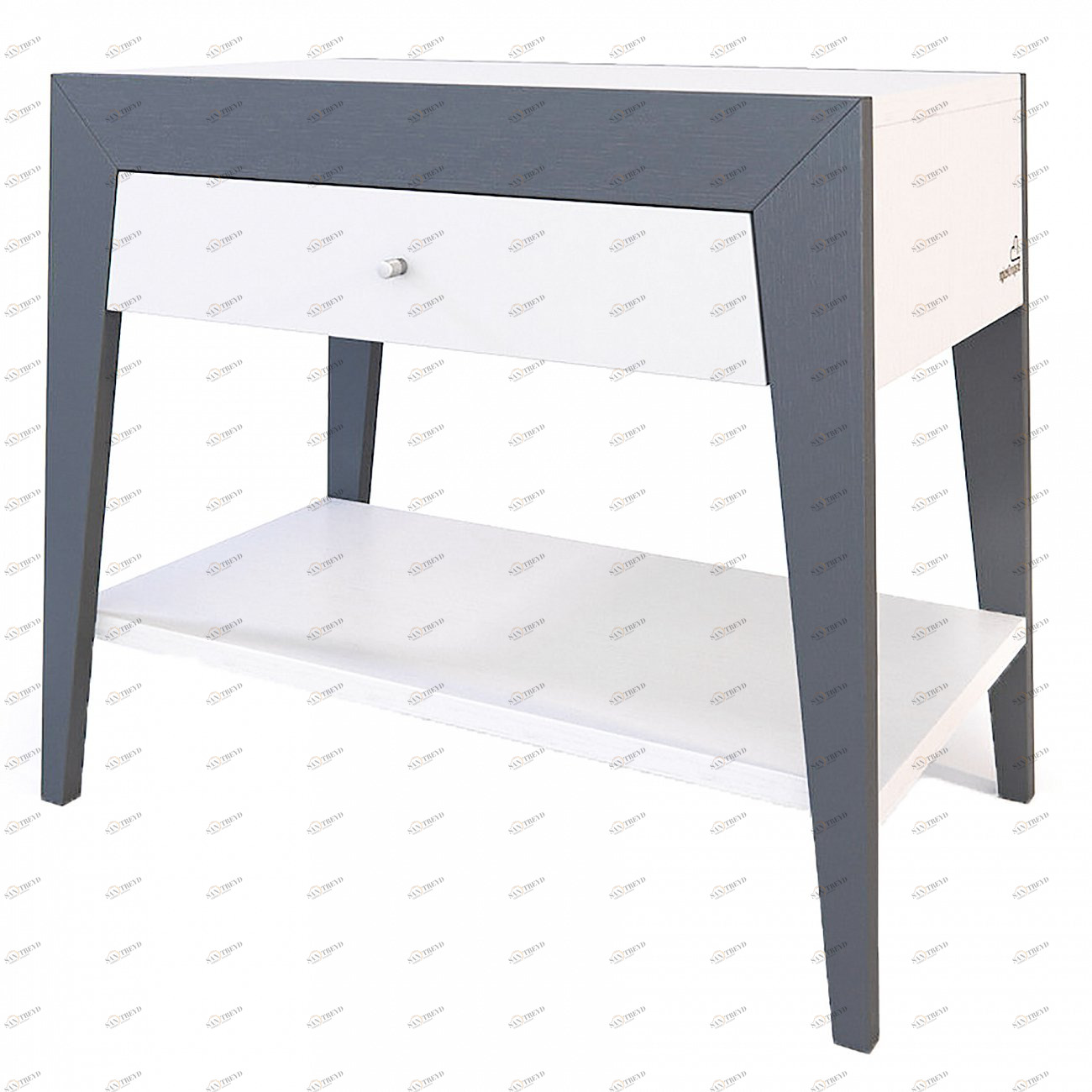 Прикроватная тумбочка для спальни светло-серая с белым ящиком 62 см Still BRAGIN DESIGN  256427 Белый 