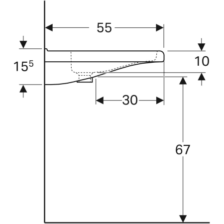 128576000 Раковина Geberit Renova Comfort Square, безбарьерная Geberit  - Вид №42