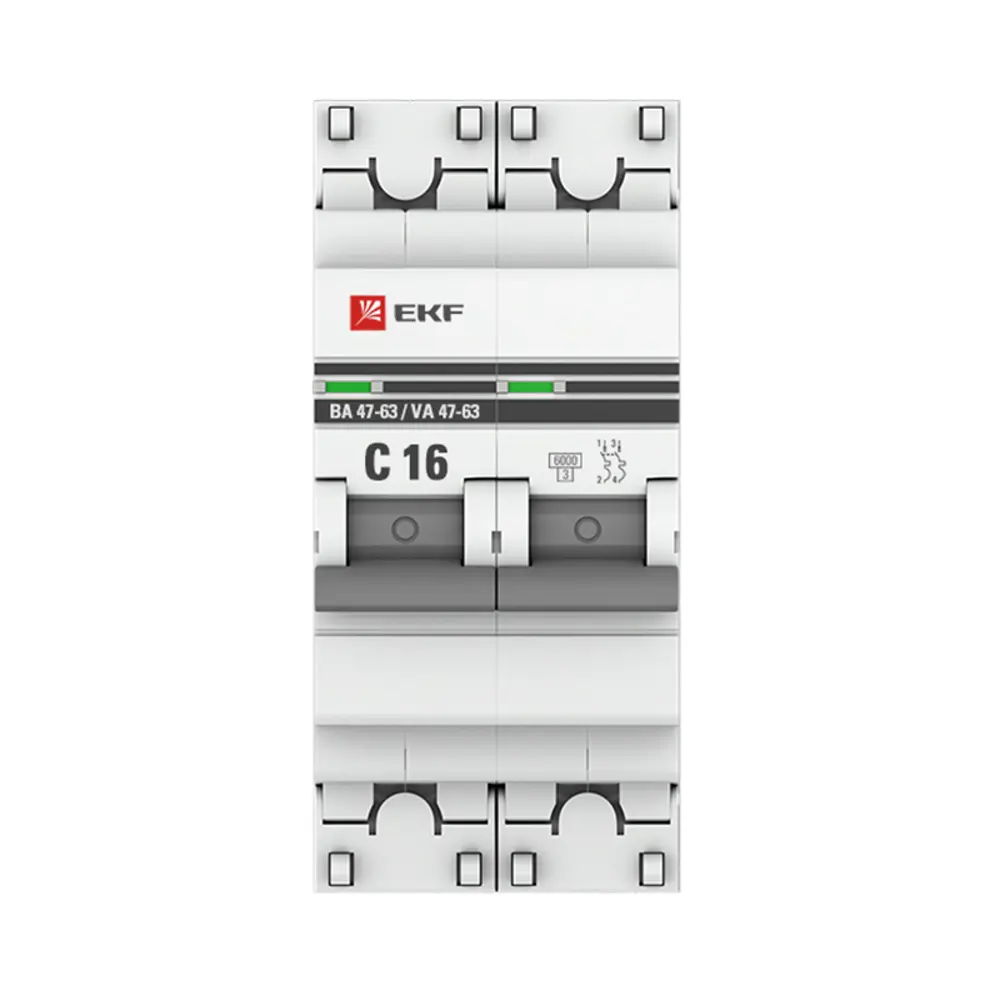 Автоматический выключатель EKF PROxima ВА47-63 2P C16 А 6 кА mcb4763-6-2-16C-pro STLM-2195696 - Вид №1