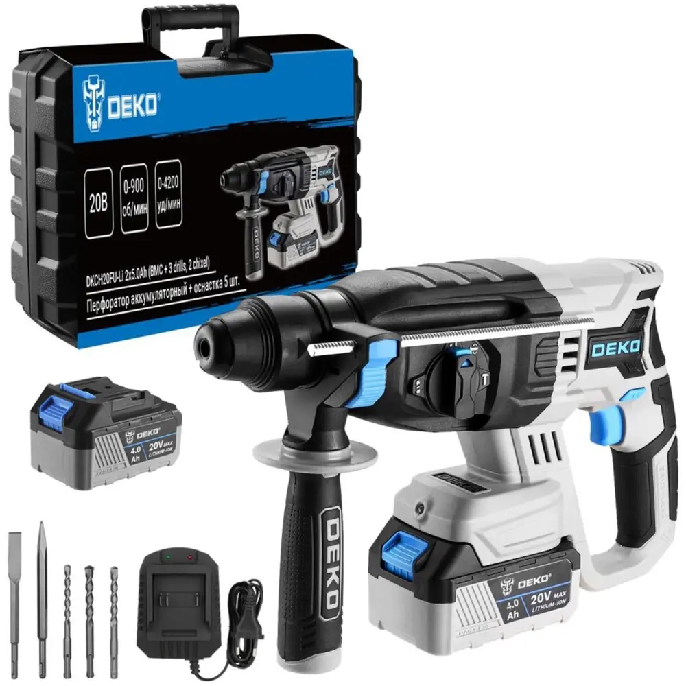 Аккумуляторный перфоратор DEKO ZKCH20 SDS-plus с двумя батареями 89370291 STLM-0849207 - Вид №1