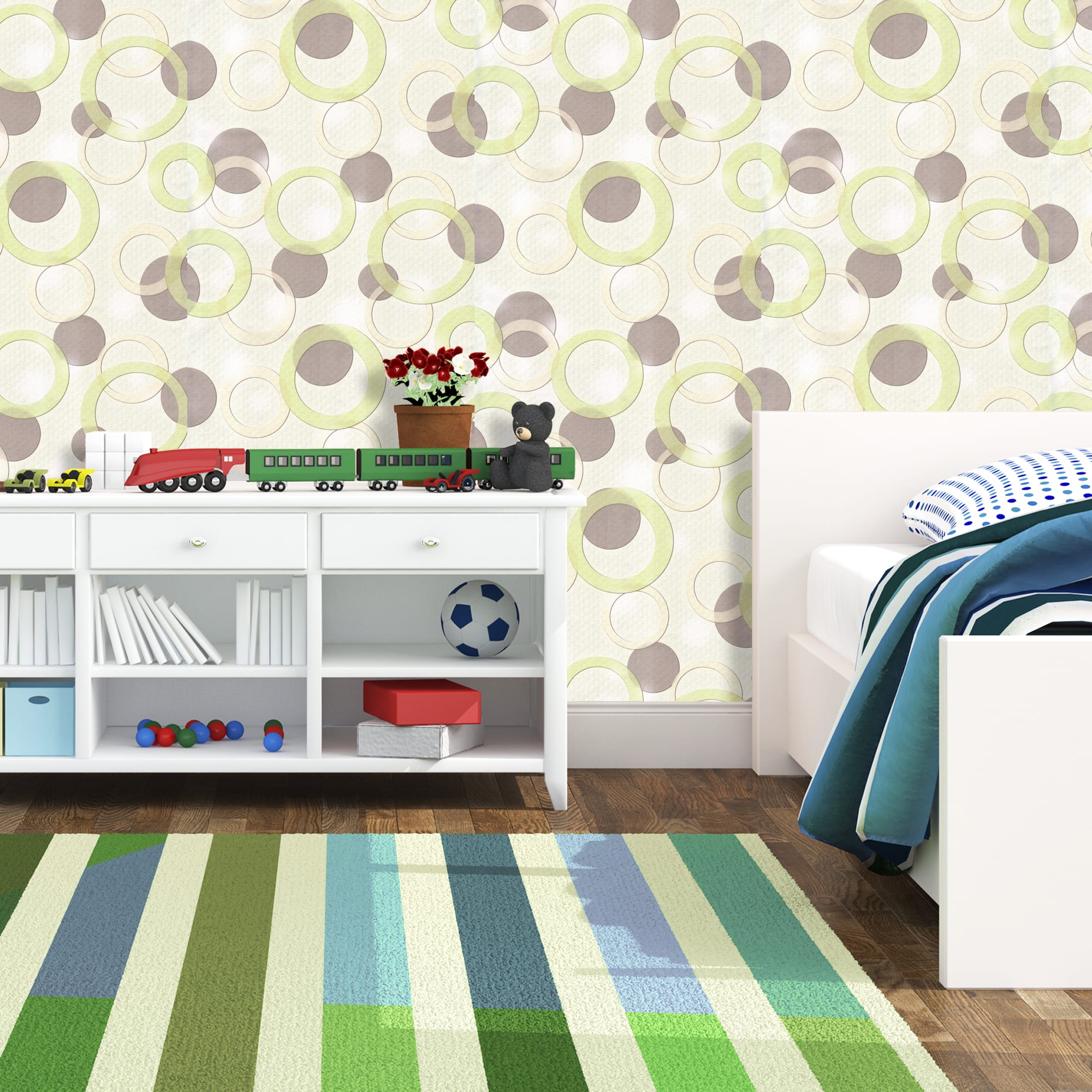 82938339 Обои бумажные зеленые 0.53 м 0100-71 Баблс Santreyd  - Вид №3