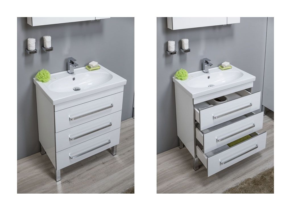 Тумба с раковиной Aquanet Сиена 70 белый (напольный 3 ящика) 0018922500185343 - Вид №6