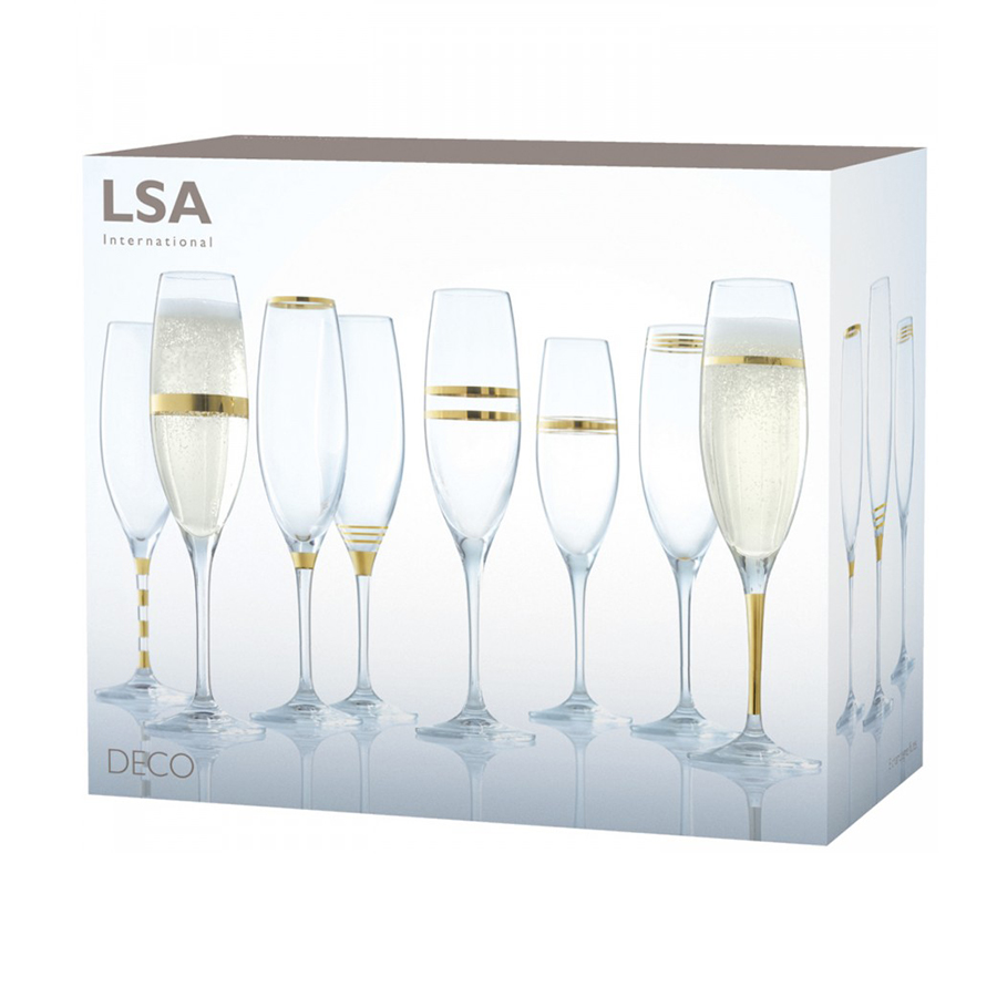 Набор из 8 бокалов-флейт с золотым декором 225 мл Deco LSA INTERNATIONAL DECO 00-3863014 Прозрачный - Вид №2