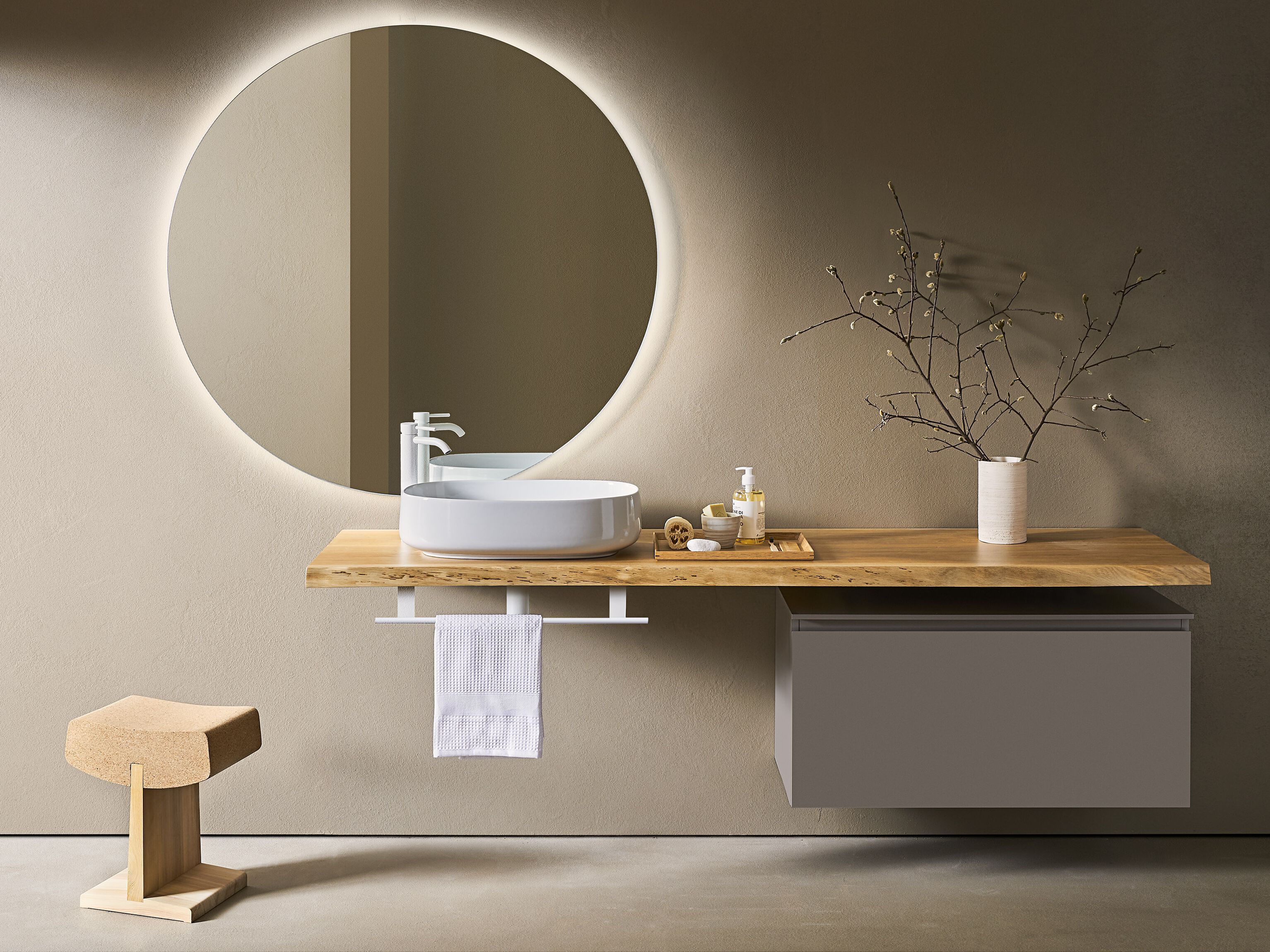 Подвесной шкаф для умывальника с выдвижным ящиком и держателем для полотенец Pirovano Midi ARCH-00039762 - Вид №1