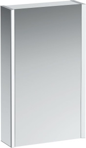 H4083019001441 Зеркальный шкафчик, алюминий, 1 двойная зеркальная дверь, 2 светодиодными осветительными элементами, с розетками ЕС, с датчиком выключения, дверца слева LAUFEN PRO