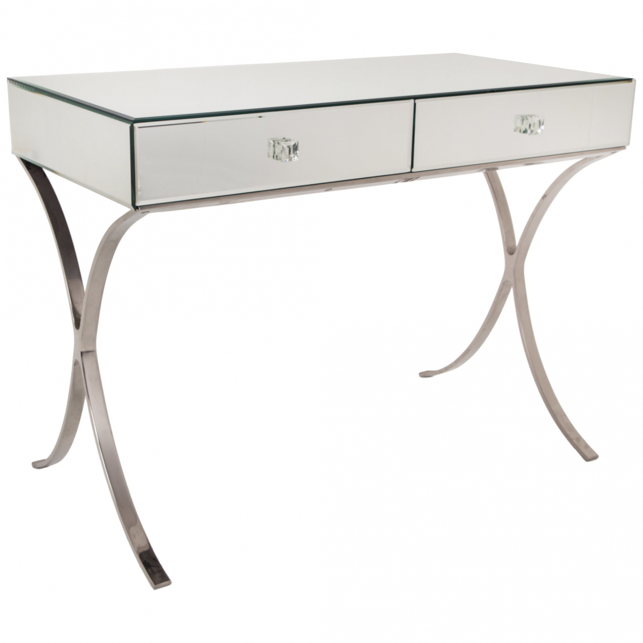 Консоль с ящиками зеркальная белая с изогнутыми ножками Sovana RVASTLEY PUSHA 060983 Белый  - Вид №1