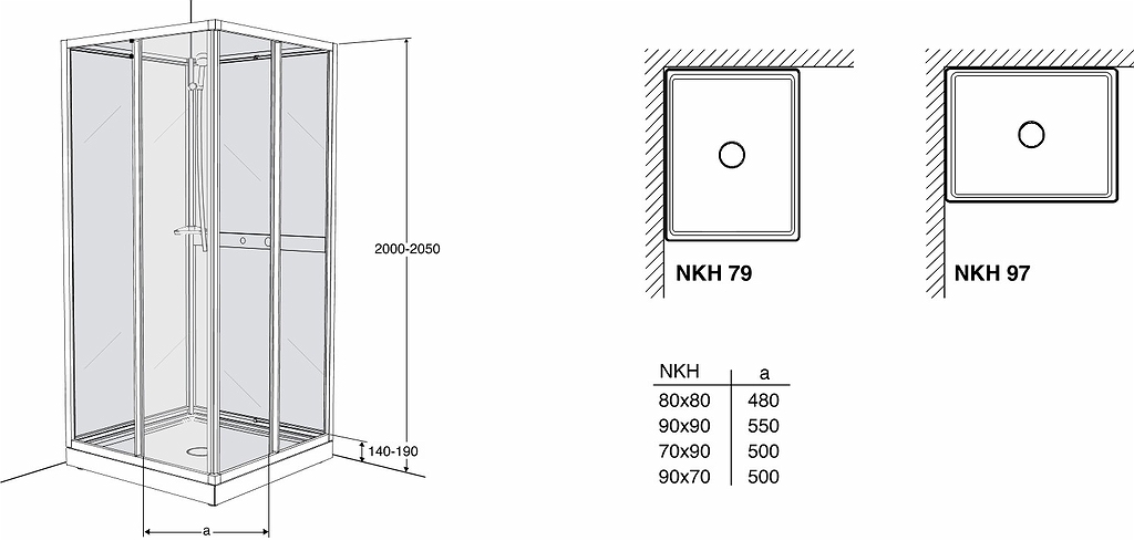 655090 Душевая кабина IFO Next NKH, Complete NKH VK 800 x 800 - Вид №2
