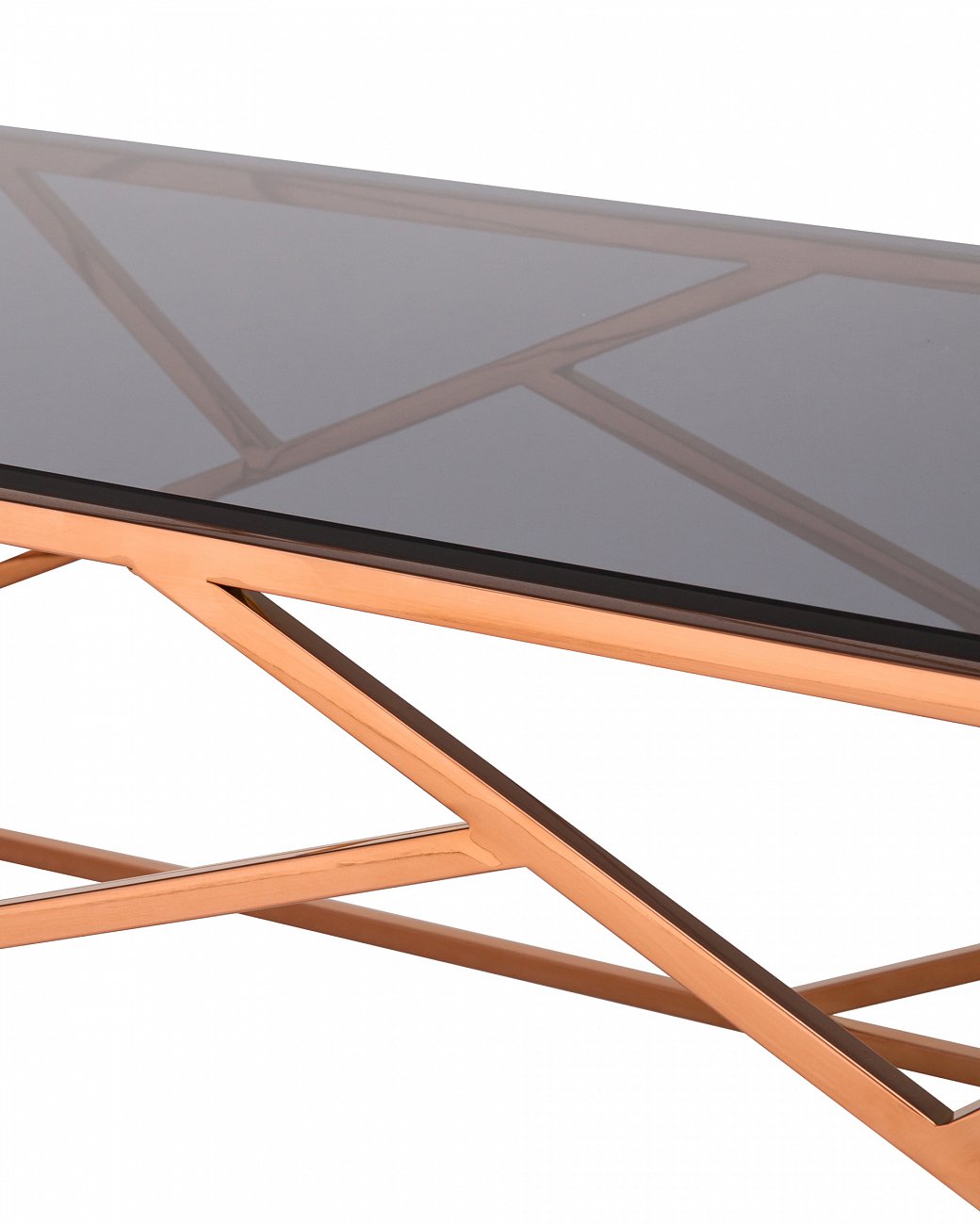 Журнальный столик стеклянный дымчатый с основанием розовое золото 120х60 см "Арт Деко" STOOL GROUP  00-3881900 Золото;розовый  - Вид №3