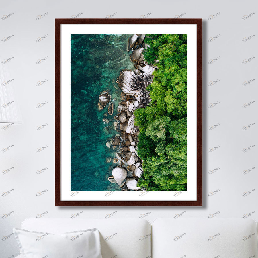Арт-фотография в деревянной раме 78,5х100 см Unnamed Road, Pulau Tioman, Malaysia КАРТИНЫ В КВАРТИРУ  264829 Белый;зеленый;разноцветный 