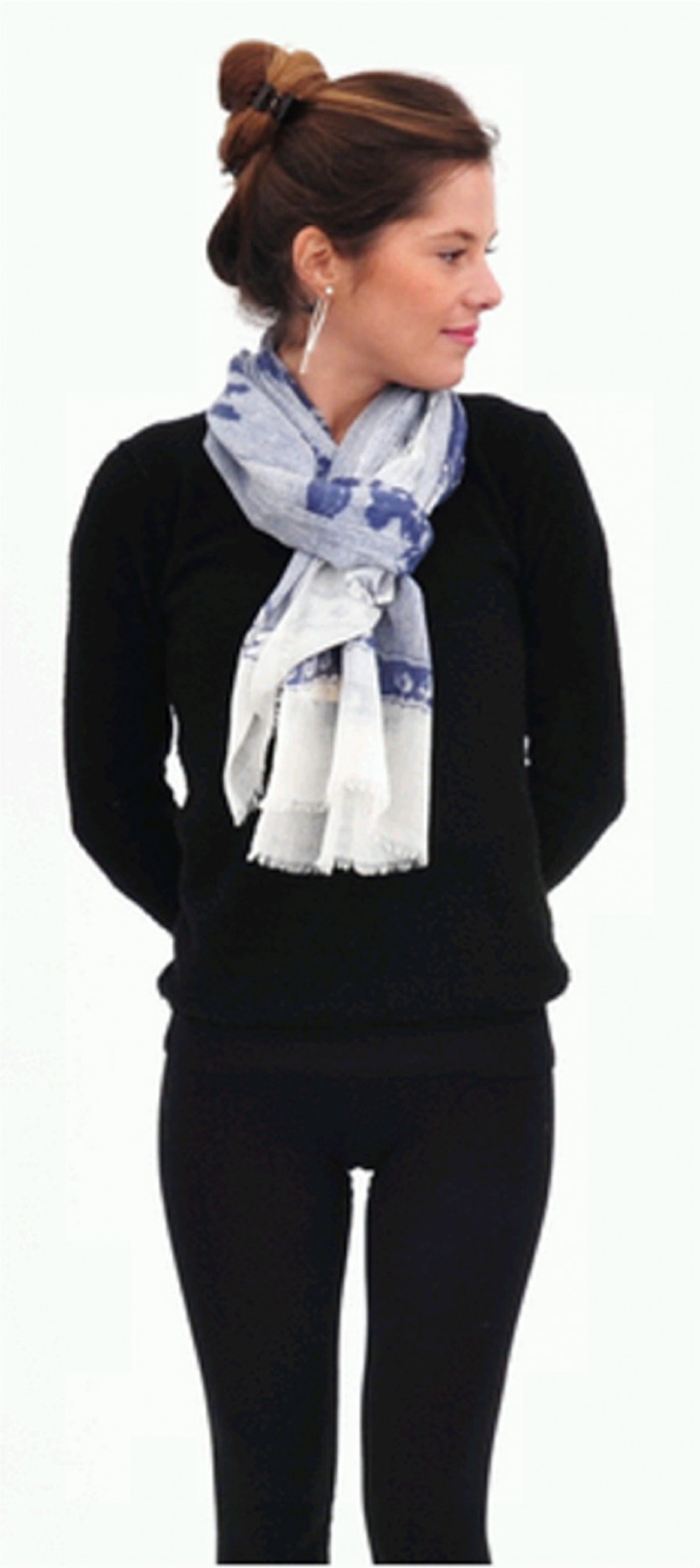 JOUY_BLEU Шаль, синий 50/180 100% шерсть PETRUSSE Santreyd 