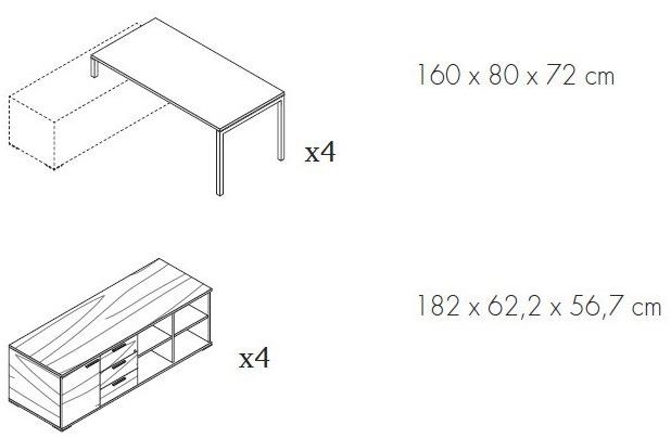 Bralco Модульный стол со встроенной полкой с системой управления кабелями Gate sun-id-1408803 - Вид №5