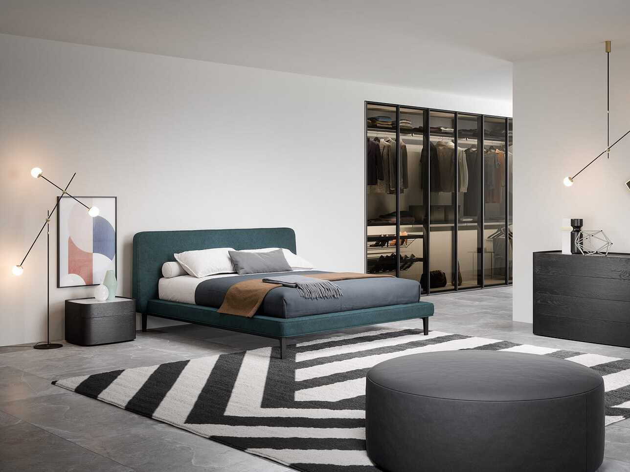 Двуспальная кровать с мягким изголовьем Novamobili SEEYOU ARCH-00096175 - Вид №1