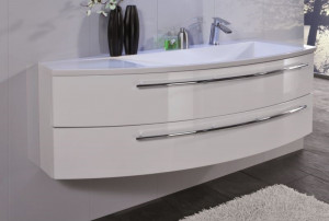 WUA361409L(722/161) Puris Crescendo, тумба под раковину 1400 мм левая, цвет белый высокоглянцевый