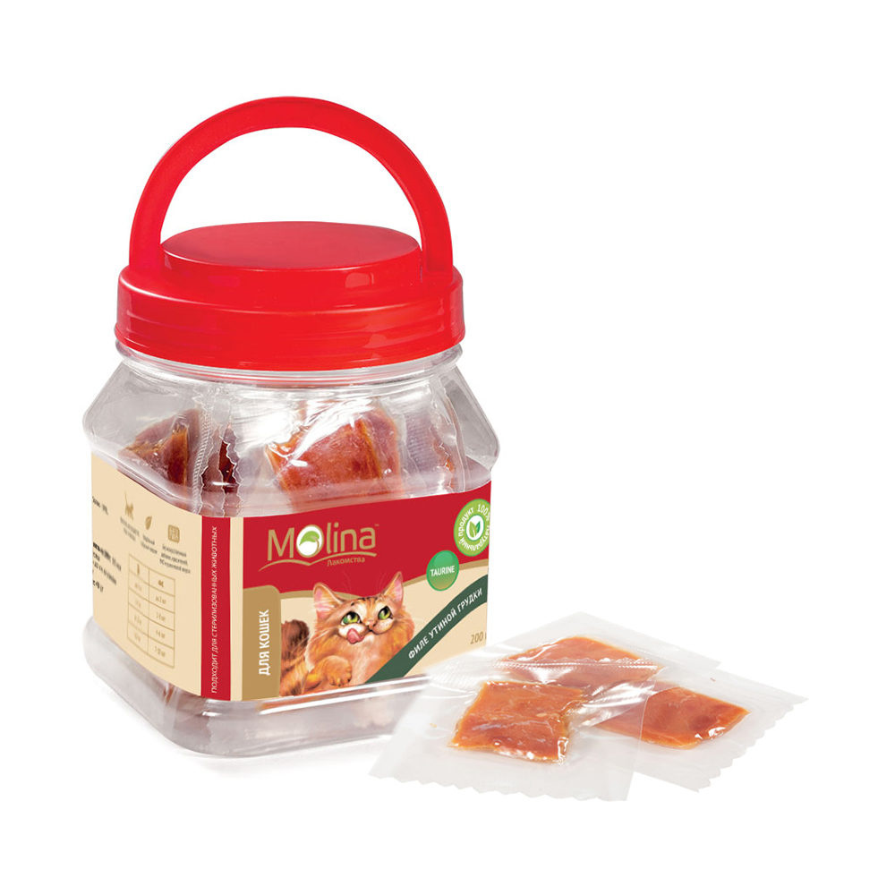 ПР0058741 Лакомство для кошек Филе утиной грудки 200г Molina 