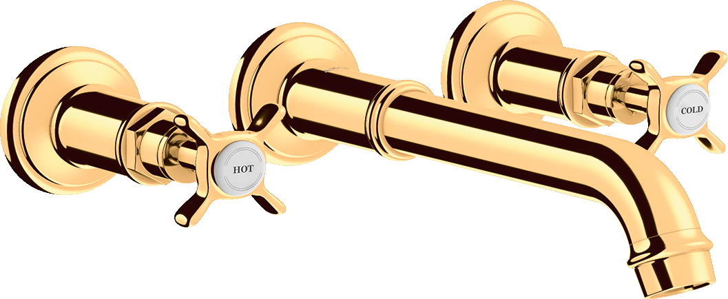 16532990 Смеситель для раковины на 3 отверстия, скрытого монтажа, настенный, с изливом 165 - 225 мм и поперечными ручками AXOR MONTREUX