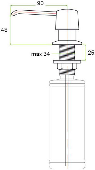 Встраиваемый дозатор ZorG Inox ZR-20 BLACK для жидкого мыла, черный - Вид №1