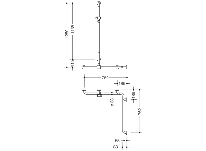 801.35B340 Поручень для душа с выдвижным держателем для душа HEWI Edition matt | Polyamid  - Вид №5
