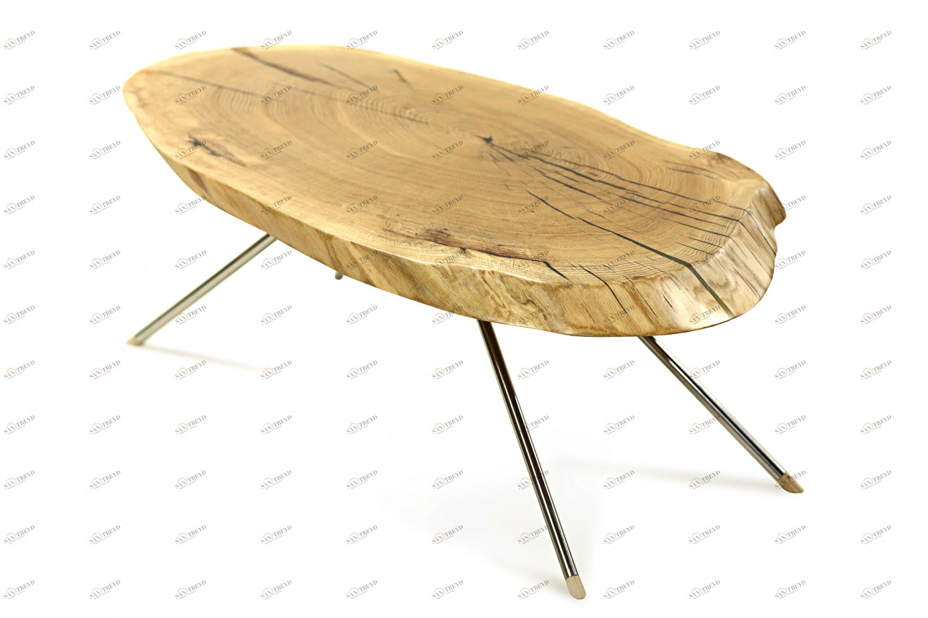 Журнальный столик дизайнерский овальный 120 см дуб Imperror PUSHA PUSHA 062913 Бежевый 