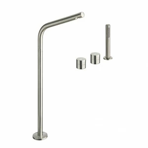 CRISX121 Смеситель для ванны, устанавливаемый на палубе, на 3 отверстия, с напольным изливом, выдвижным ручным душем с защитой от известкового налета с независимым перемешиванием и FOLLOW ME Cristina Rubinetterie