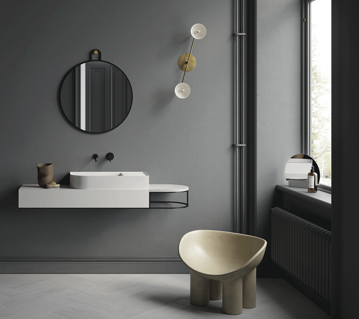 Ex.T Nouveau Консоль с раковиной, полкой и ящиками Nouveau-comp_7 - Вид №1