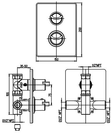 Paini Morgana 73CR690TH смеситель встраиваемый для душа - Вид №1