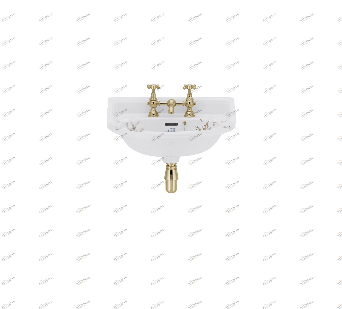 Gentry Home Таз большой белый Victorian Садовый узор GH101870