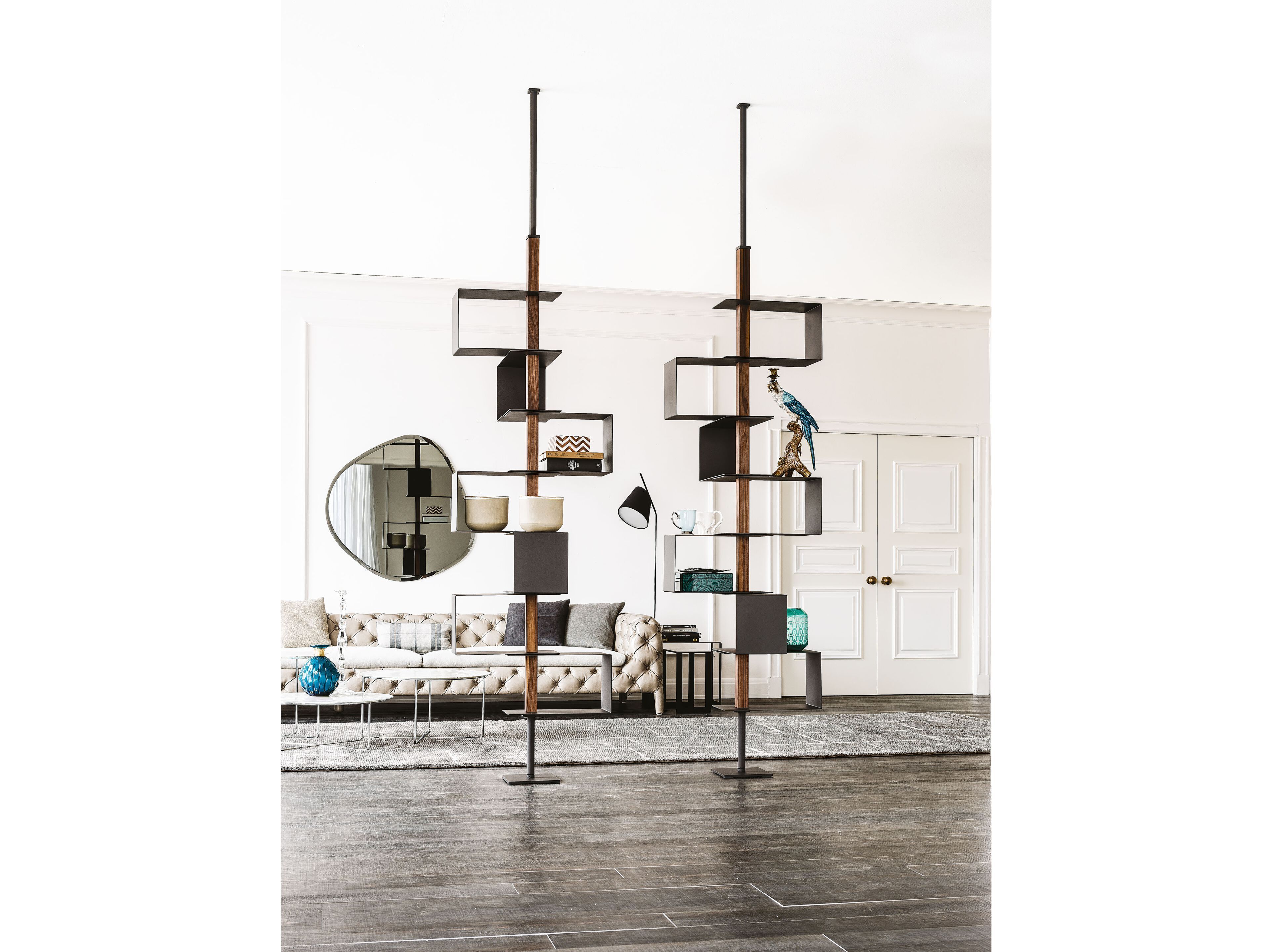 Книжный шкаф из стали и дерева с креплением пол-потолок Cattelan italia TOKYO ARCH-00057405