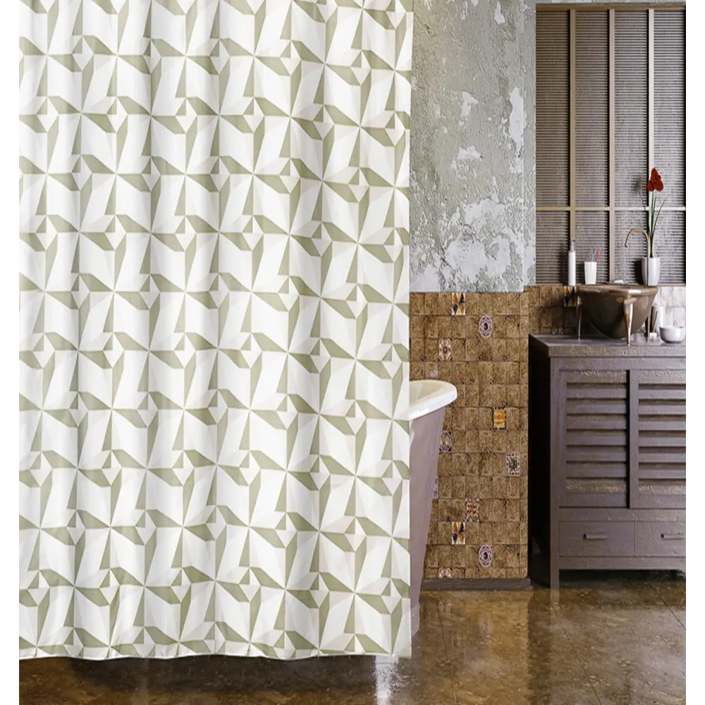 Штора для ванны Triangulo, 180х200 см, полиэстер, цвет бежевый/белый WESS STLM-2030279 - Вид №4