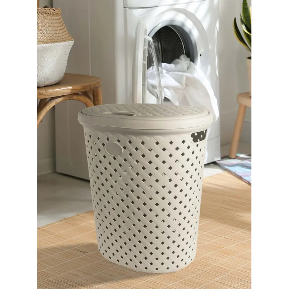 Корзина для белья Plast Team Rattan цвет молочный STLM-2048246 - Вид №3