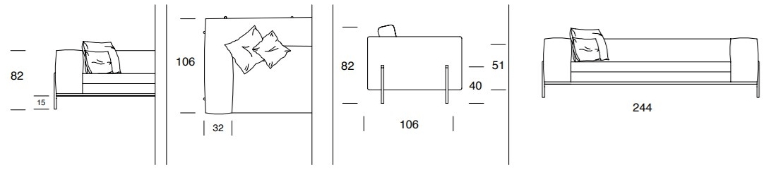 Former In Italia 3-х местный тканевый диван Brera sun-id-1374248 - Вид №2
