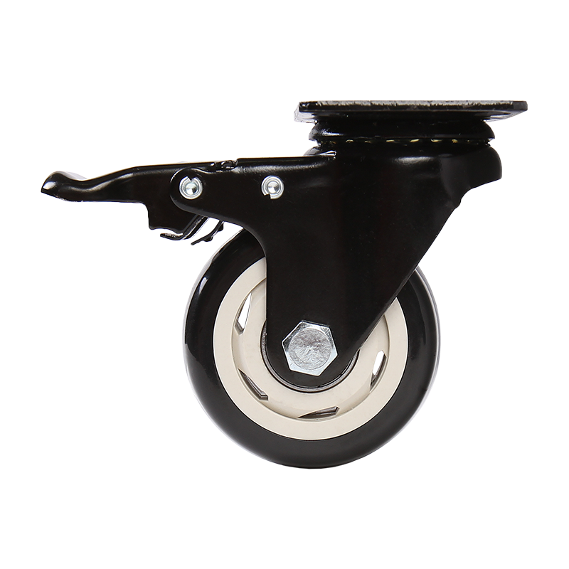 Мебельное колесо поворотное , на платформе, с тормозом, D75, черный LJPS0220 Public Steel Россия  - Вид №2