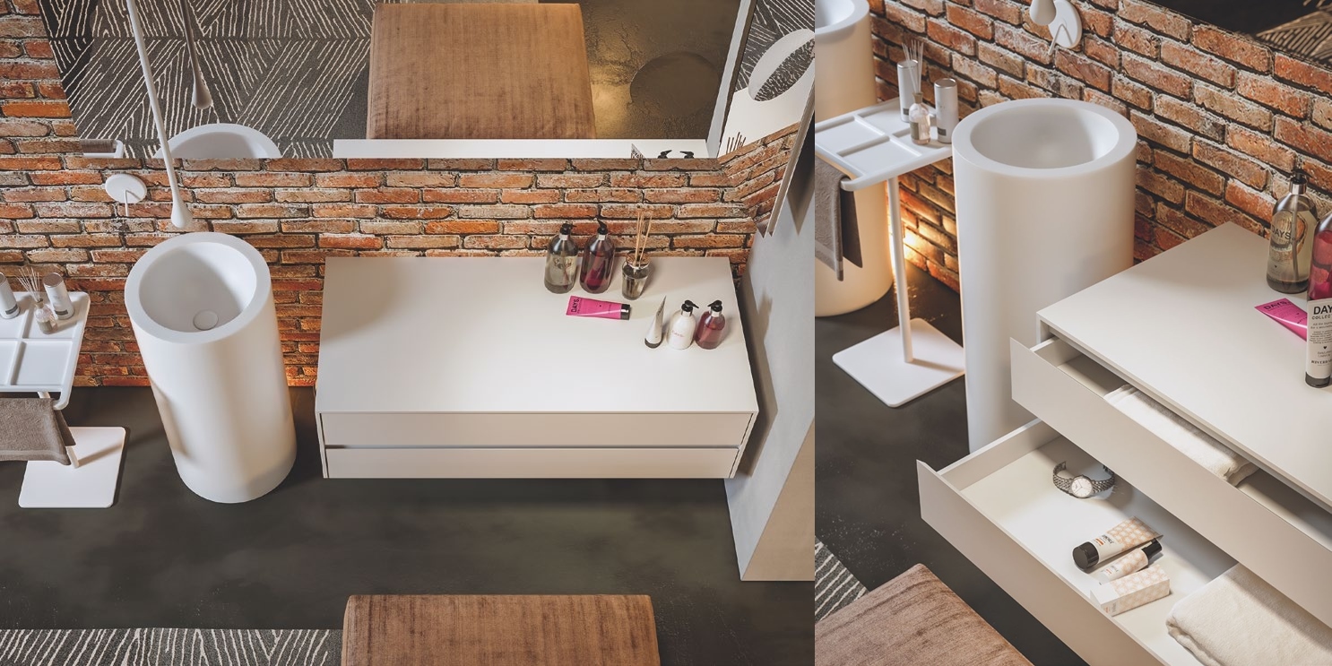 Moma Design Тумба подвесная с 2 ящиками 1200 Slimline7 350 белая SLK23123LO - Вид №1