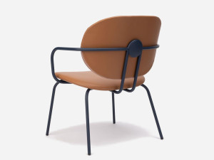 Стальной стул с подлокотниками с кожаной подушкой