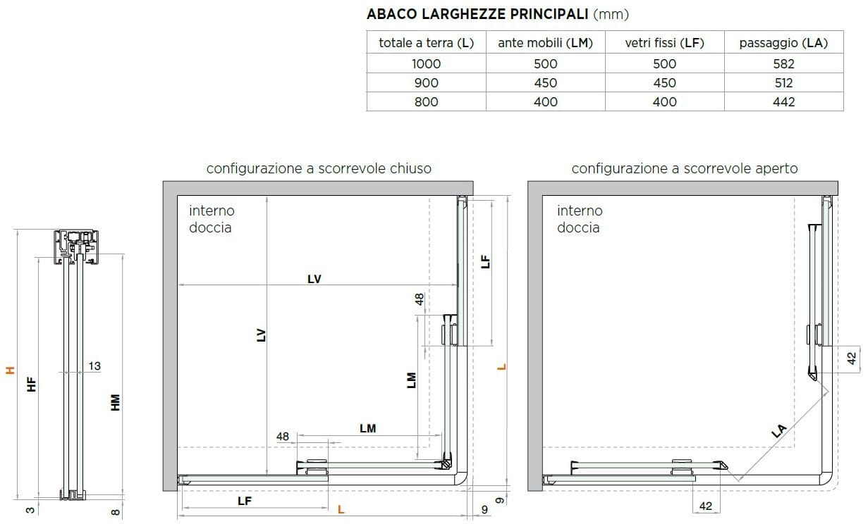 Стеклянная угловая квадратная душевая кабина с раздвижной дверью Saint-Gobain - Logli Doccia50 ARCH-00128363 - Вид №2