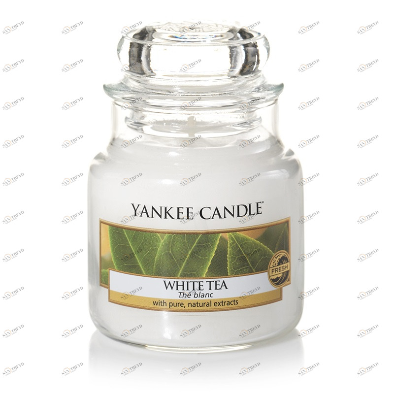 Свеча маленькая в стеклянной банке "Белый чай" 104гр 25-45 часов YANKEE CANDLE  267885 Белый 