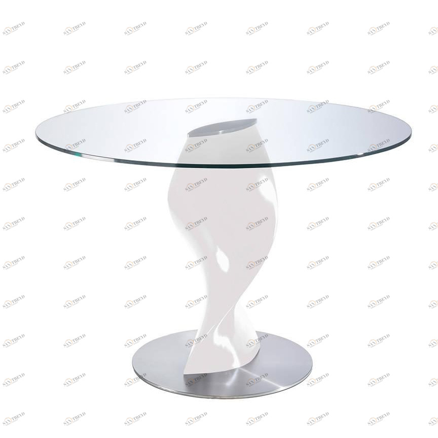 Обеденный стол круглый стеклянный белый 120см B065 от Angel Cerda ANGEL CERDA  00-3865617 Белый;прозрачный;хром 