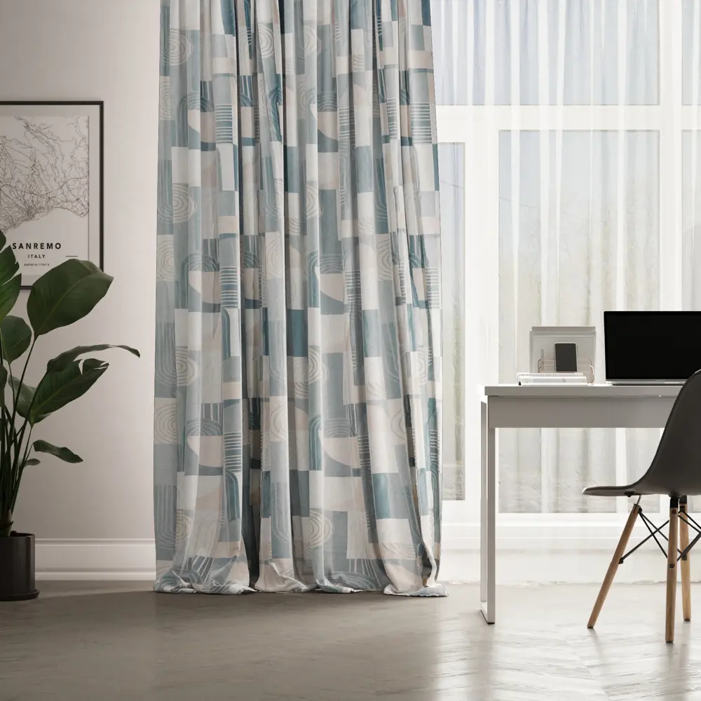 Штора на ленте Inspire Nila 160х280 см цвет бело-синий 86255183 STLM-2093318 