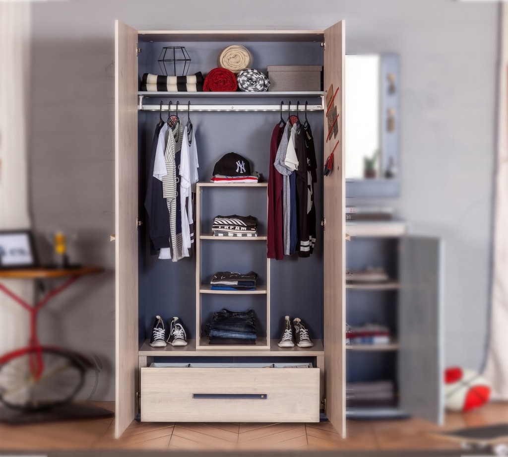 Шкаф распашной двухдверный бежевый Trio CILEK TRIO 00-3832150 Бежевый;серый Santreyd - Вид №3