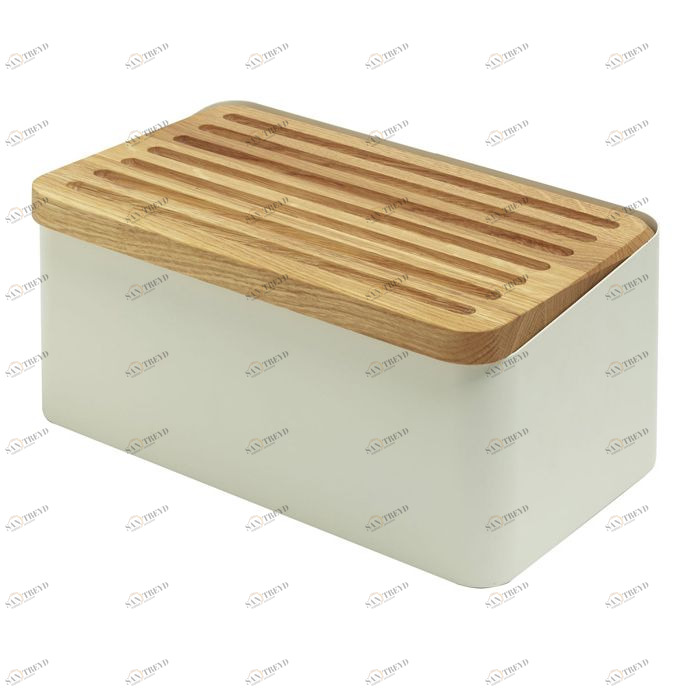 Хлебница с доской металлическая белая Legnoart Crispy LEGNOART КУХОННЫЕ АКСЕССУАРЫ 00-3946765 Белый;коричневый 