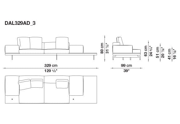 3-местный тканевый диван с полуостровом B&B Italia док ARCH-00061121 - Вид №16