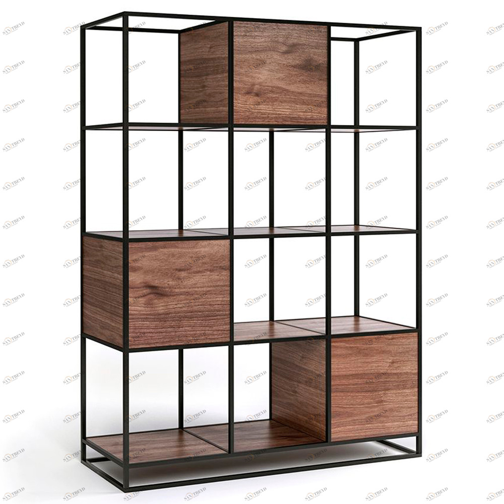 Стеллаж для книг американский орех Kvadra 3 INTELLIGENT DESIGN СТЕЛЛАЖИ KVADRA 260777 Коричневый;черный 