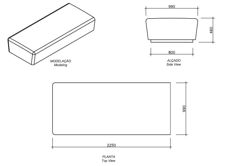 Модульная бетонная скамья без спинки amop Коимбра ARCH-00071184 - Вид №6