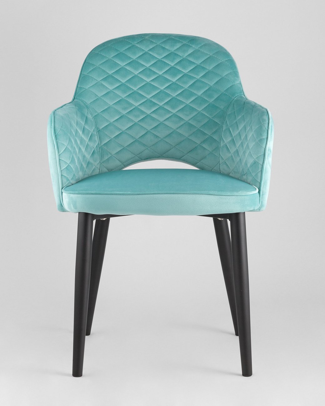 Стул с подлокотниками мягкий мятный с черными металлическими ножками "Венера диамант" STOOL GROUP ДИЗАЙНЕРСКИЕ 00-3881941 Голубой  - Вид №1